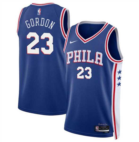 Mens Philadelphia 76ers #23 Eric Gordon Royal Icon Edition Stitched Jersey Dzhi